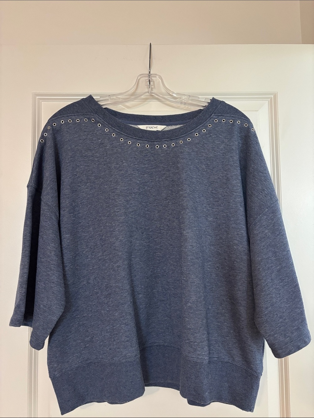 Maeve Heathered Denim Blue Detail Sweatshirt